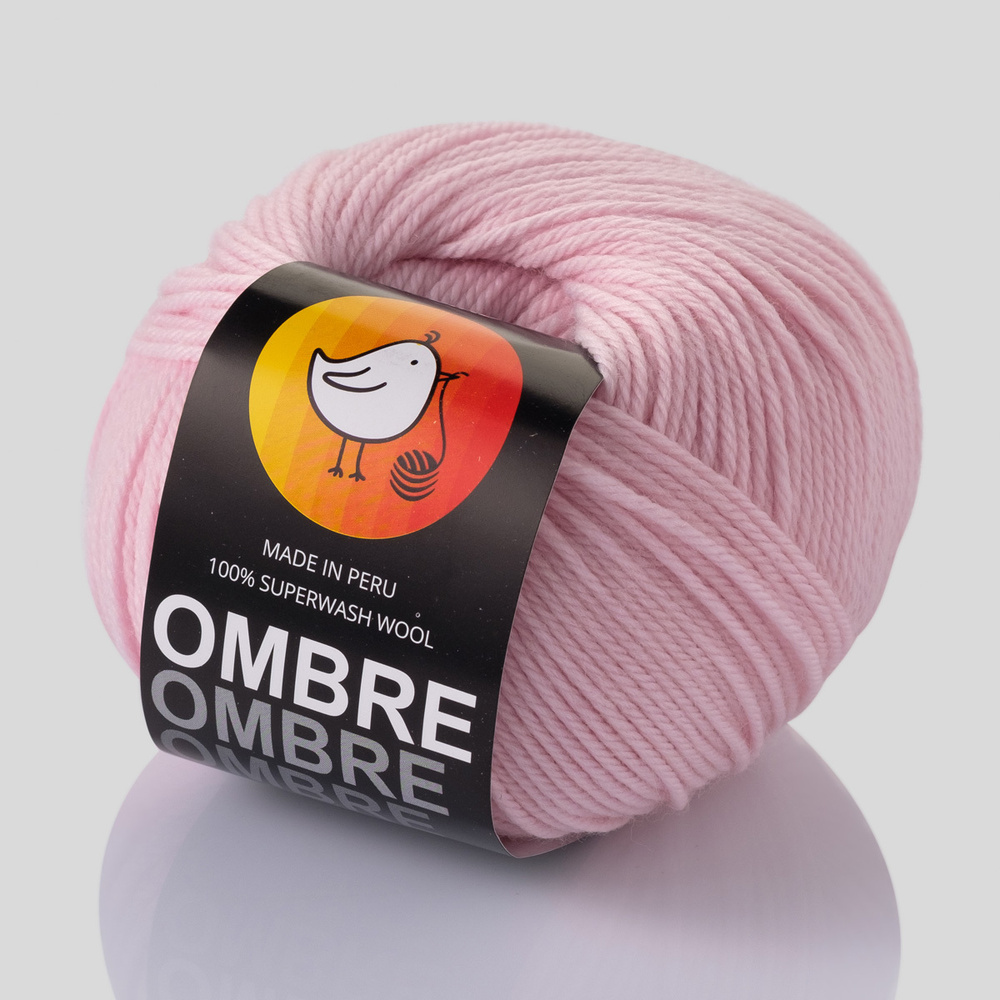 Пряжа для вязания OMBRE "100% Superwash wool", цвет PINK CLOUD N1, 160м, 80гр, 100% Перуанская шерсть #1