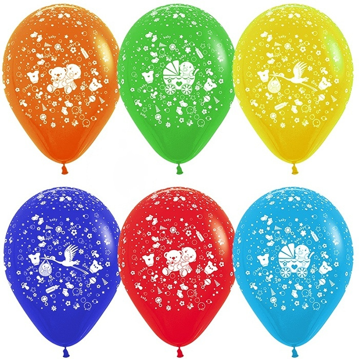 Воздушный шар  "С Новорожденным!",  12''/30 см, набор 7 шт. #1