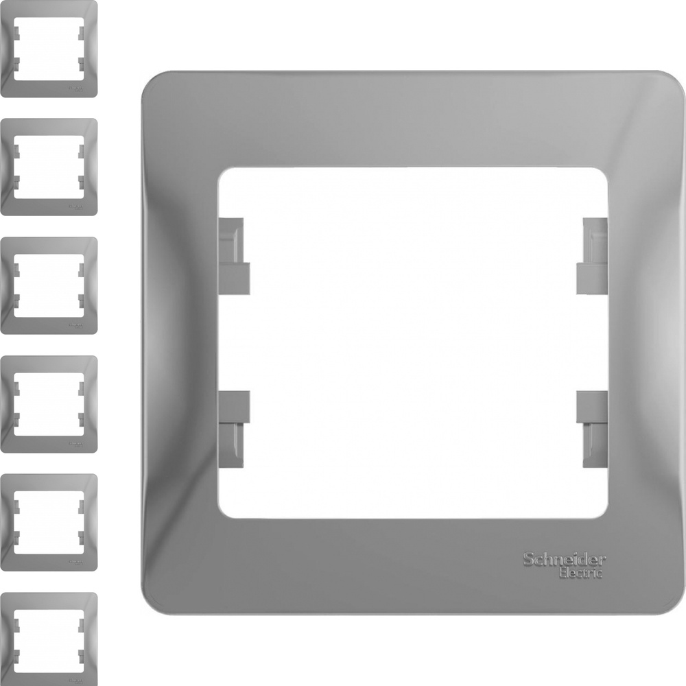 Рамка Schneider Electric Glossa одноместная горизонтальная алюминий (комплект из 6 шт.)  #1