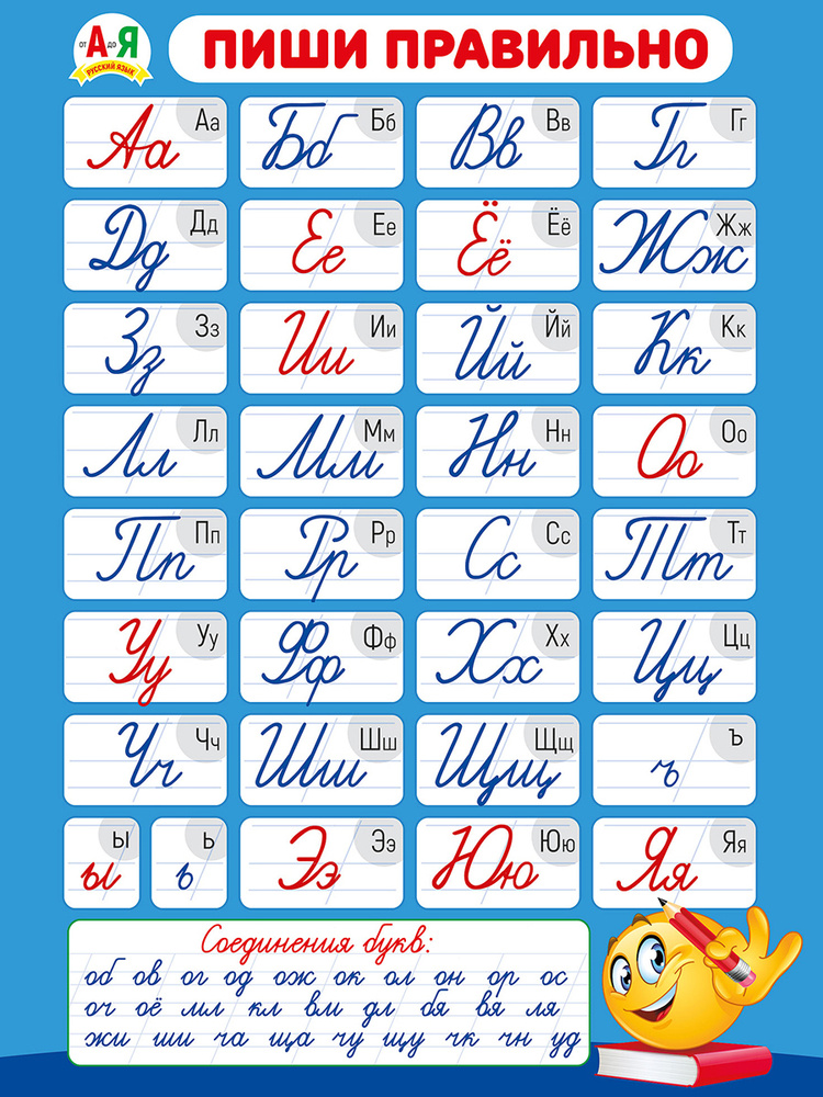 Обучающий плакат "Пиши правильно", А2, 44х60 см, Картон #1