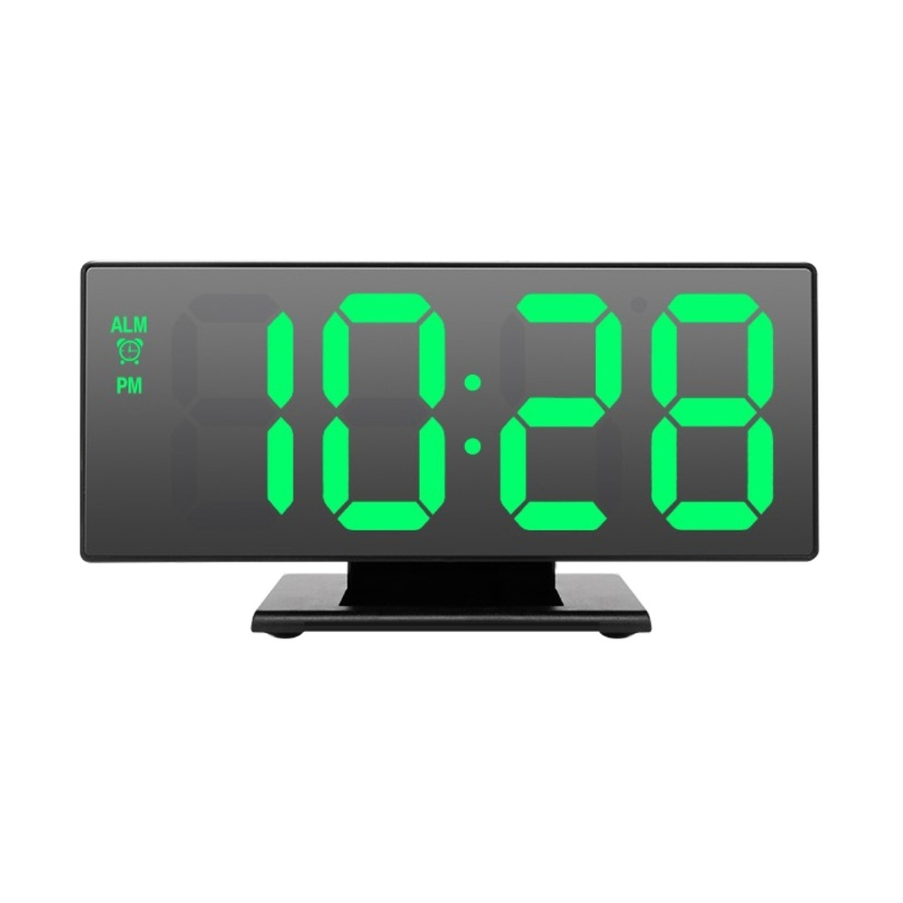 Настольные электронные часы-будильник, с календарем и термометром, зеркальный дисплей  #1