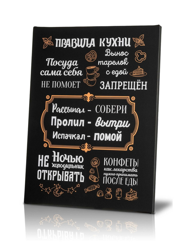 Постер мотивационный, картина на холсте "Правила кухни-2", размер 30х40 см, Порадуй  #1