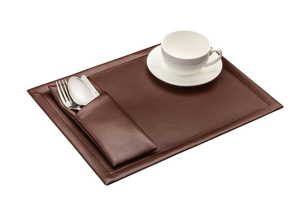 Набор для сервировки стола из 2-х предметов Экокожа шоколад  #1