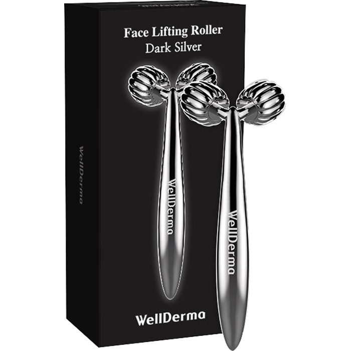WellDerma Face Lifting Roller Dark Silver Премиальный омолаживающий массажер для лица с платиновым покрытием #1
