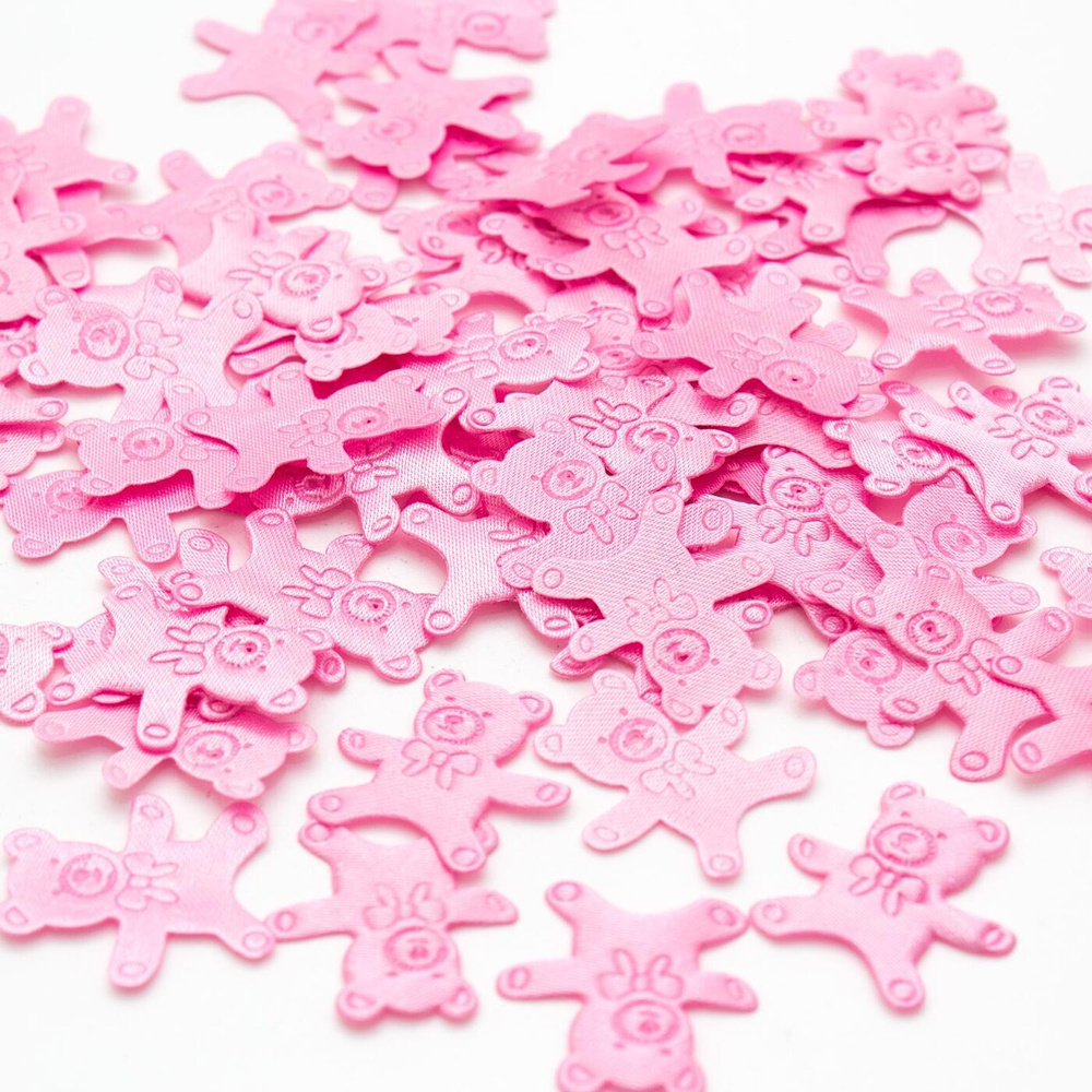 Оригинальное конфетти атласное "Медвежонок розовый" для детского дня рождения, украшения стола, наполнения #1