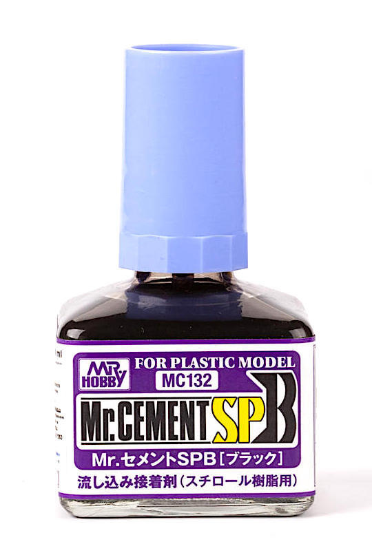MR.HOBBY Mr.Cement SPB, Супер жидкий клей для сборных моделей, Быстросхватывающий Черный, 40мл  #1