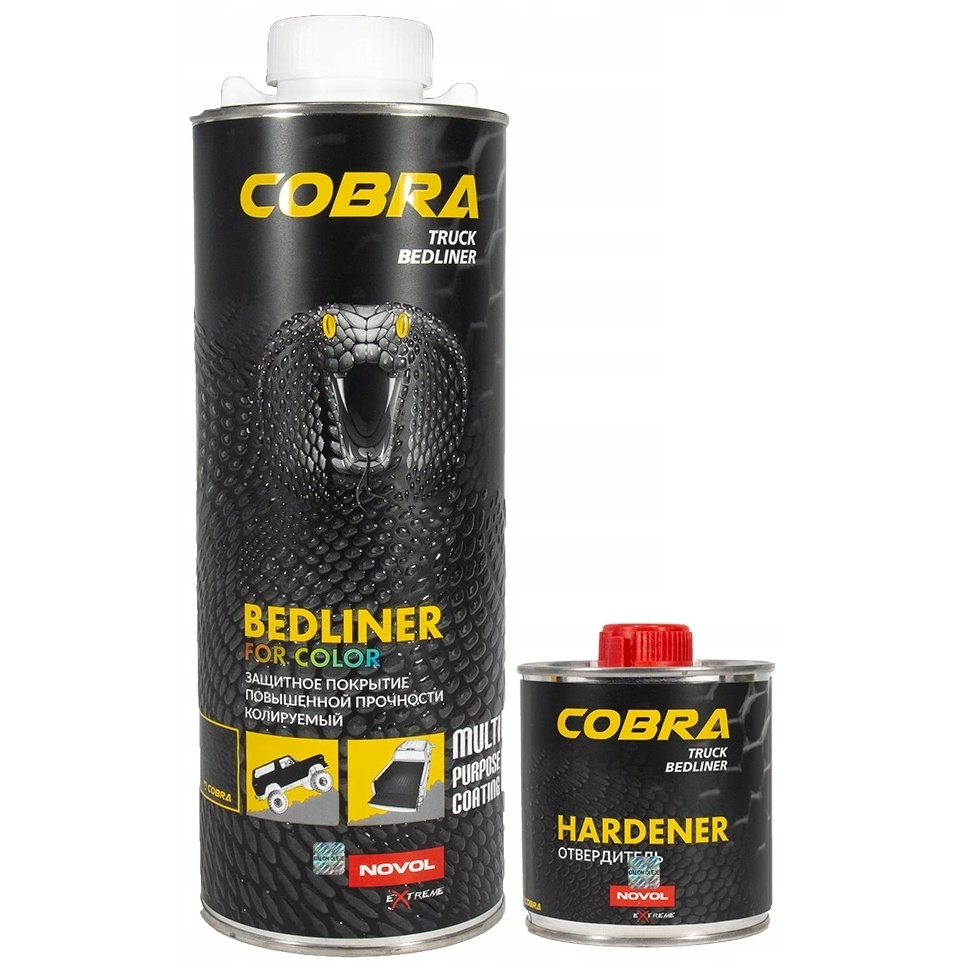 Покрытие для кузова NOVOL "COBRA Truck Bedliner", защитное, черное, 600 мл + 200 мл, упаковка 6 шт.  #1