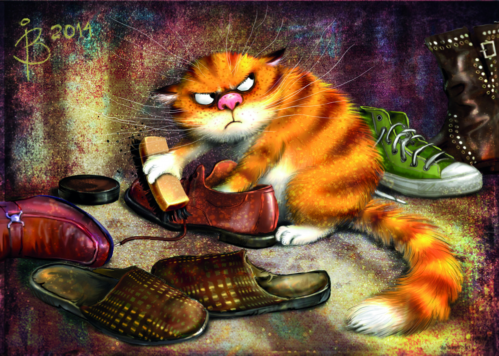 Картина по номерам Раскраски.Ру "Кот чистит ботинки" (40х50 см, холст на подрамнике)  #1