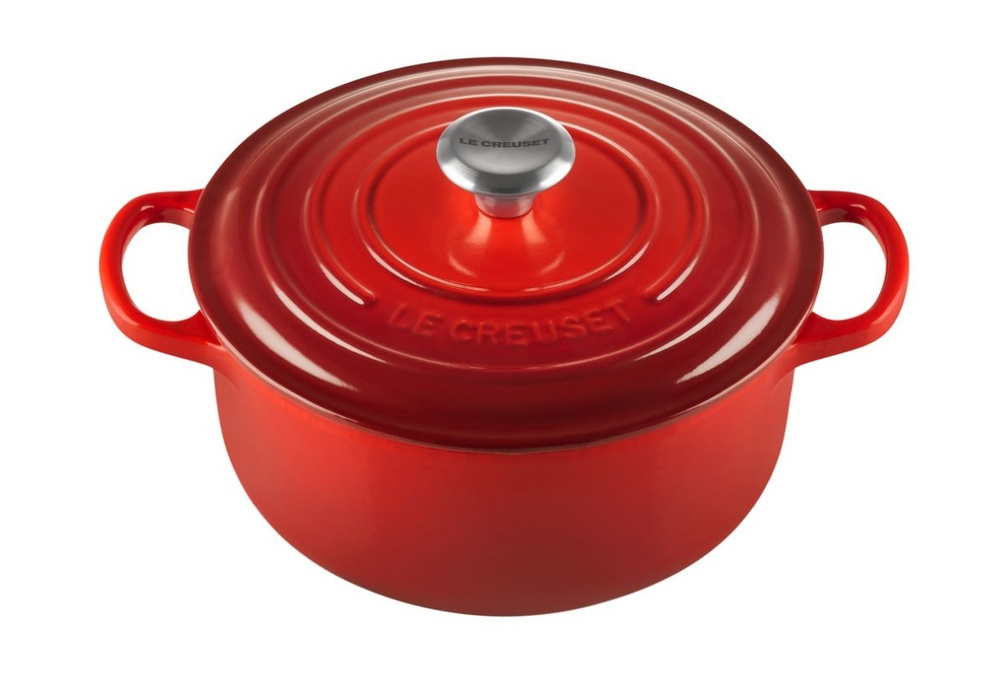 Чугунная эмалированная кастрюля с крышкой, 24 см, 4.2 л, Le Creuset, Вишня (Cerise)  #1