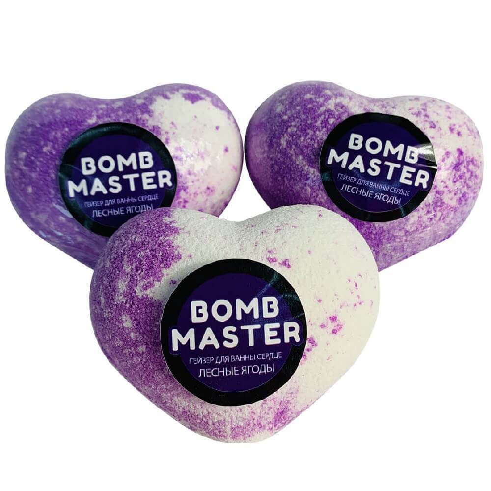 BombMaster - Набор бомбочек для ванн (бурлящий шар) "Сердце. Лесные ягоды" 3шт по 130 гр., гейзер 390 #1