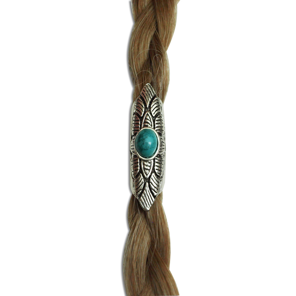 Кольцо для волос и бороды Коготь с зеленым камнем, цвет серебро, 8,5 мм, 1 шт  #1