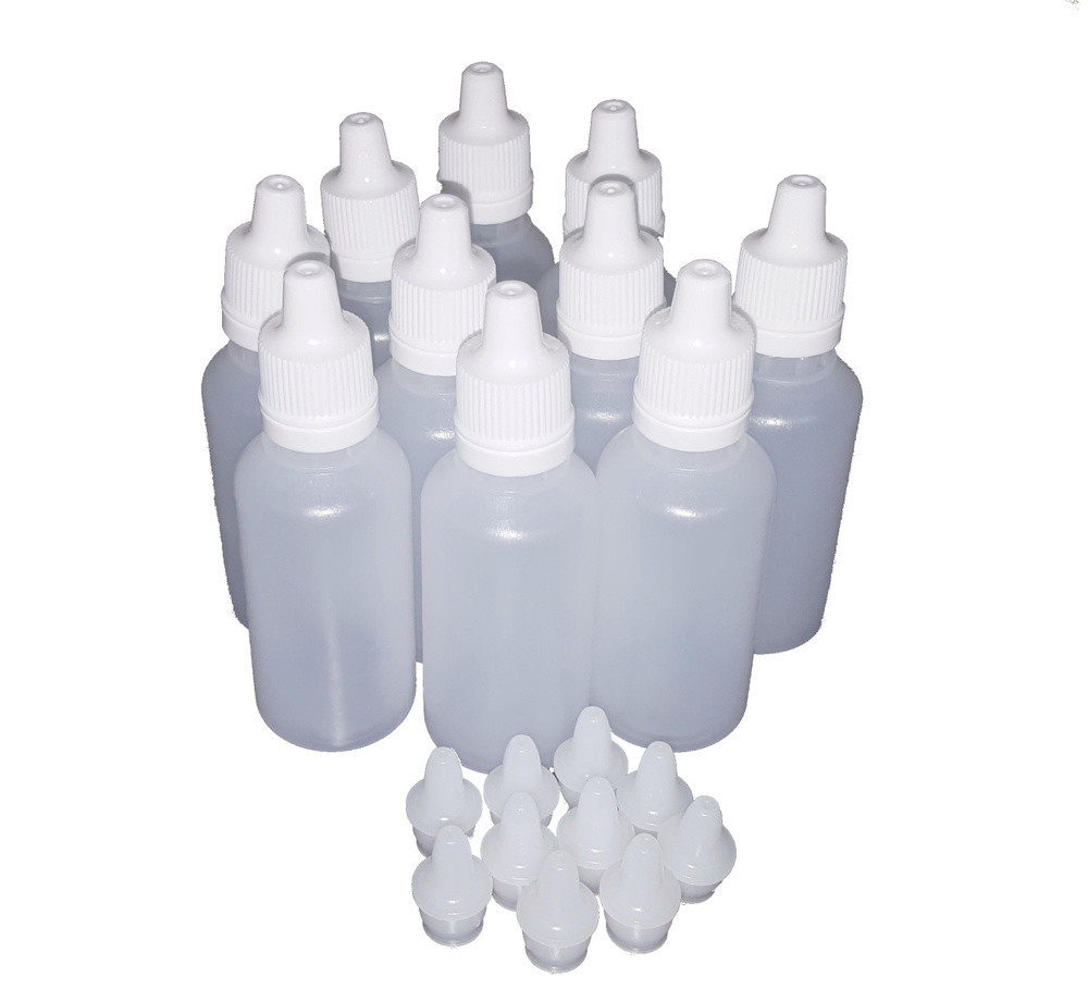 Флаконы 10шт (бутылочка) пластиковые 30мл. с крышкой и дозатором  #1