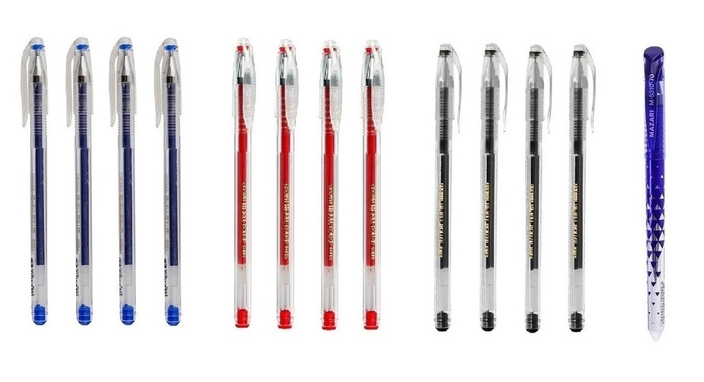 Ручка гелевая crown "hi-jell" 0,5мм ( синяя - 4 шт., черная - 4 шт., красная - 4 шт. ) + подарок ручка #1