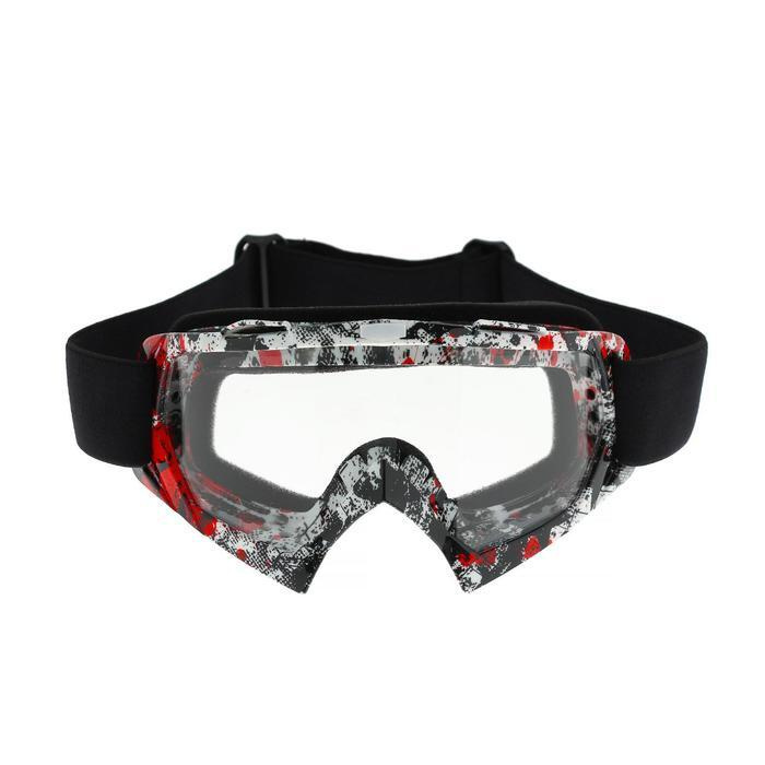 Очки-маска для езды на мототехнике, стекло прозрачное, цвет красный-черный, ОМ-21  #1
