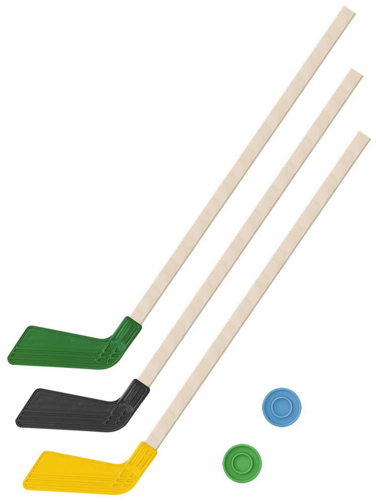Детский хоккейный набор для игр на улице, свежем воздухе для зимы для лета/ 3 Клюшки 80 см. (зеленая, #1