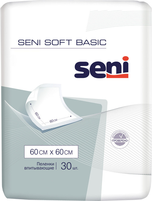 Пеленки впитывающие одноразовые медицинские Seni Soft Basic 60 x 60 см по 30 шт.  #1