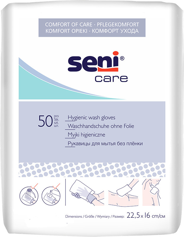 Рукавица для мытья SENI CARE без непроницаемой пленки по 50 шт.  #1