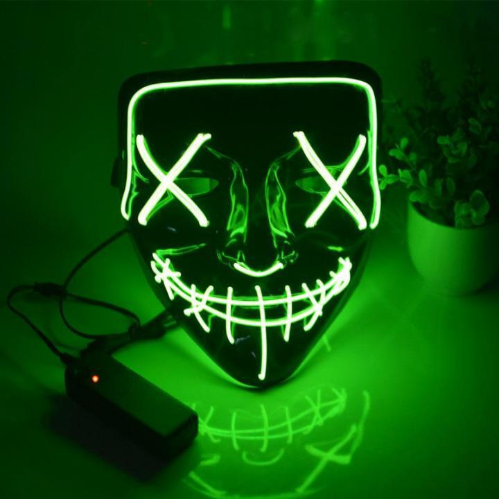 Неоновая карнавальня маска Судная ночь, светящаяся. Цвет: зелёный  #1