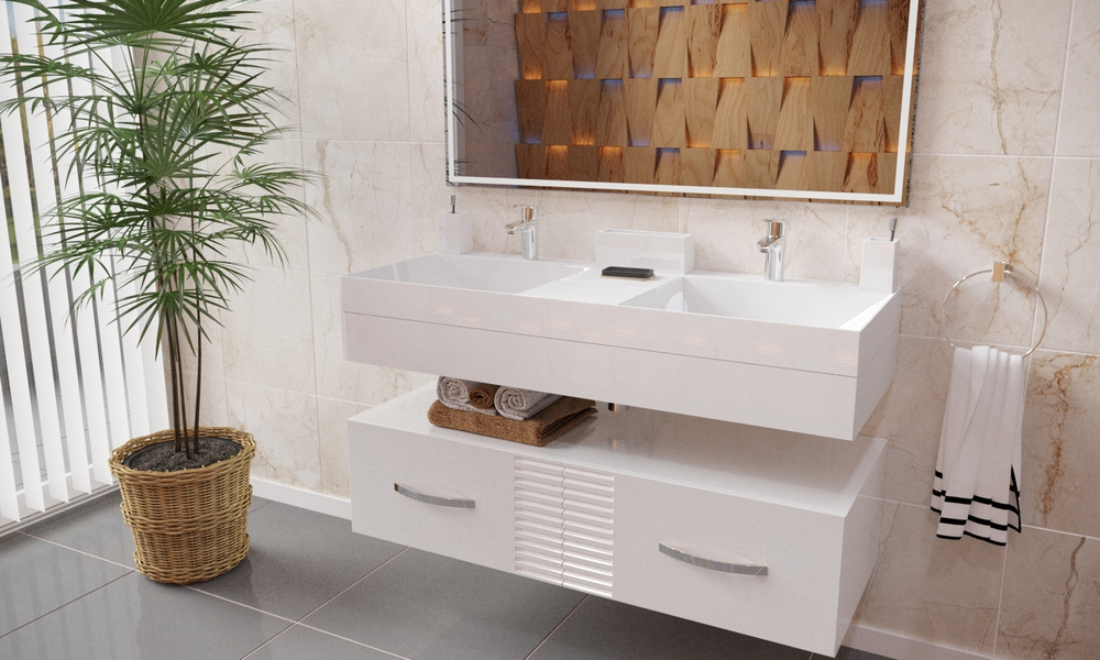 Тумба под раковину Andrea Sozvezdie подвесная, 120 см, белая эмаль ...