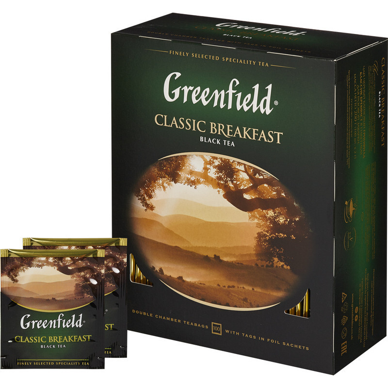 Чай Greenfield Classic Breakfast черный, 100 пакетиков в упаковке #1