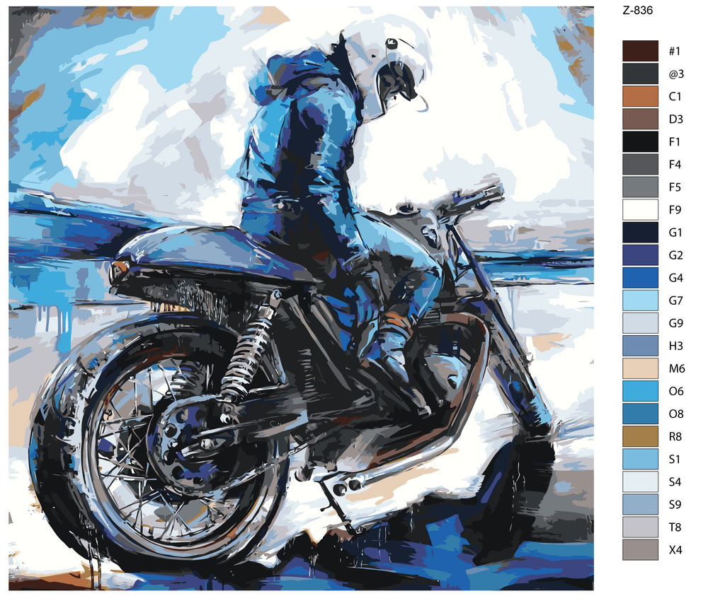 Картина по номерам Z836 "Парень на Спорт-Мотоцикле" 40x40 #1