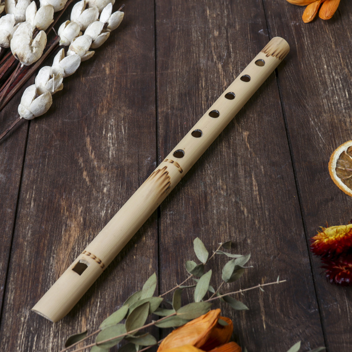 Музыкальный инструмент бамбук "Флейта светлая" 30x1,8x1,8 см  #1