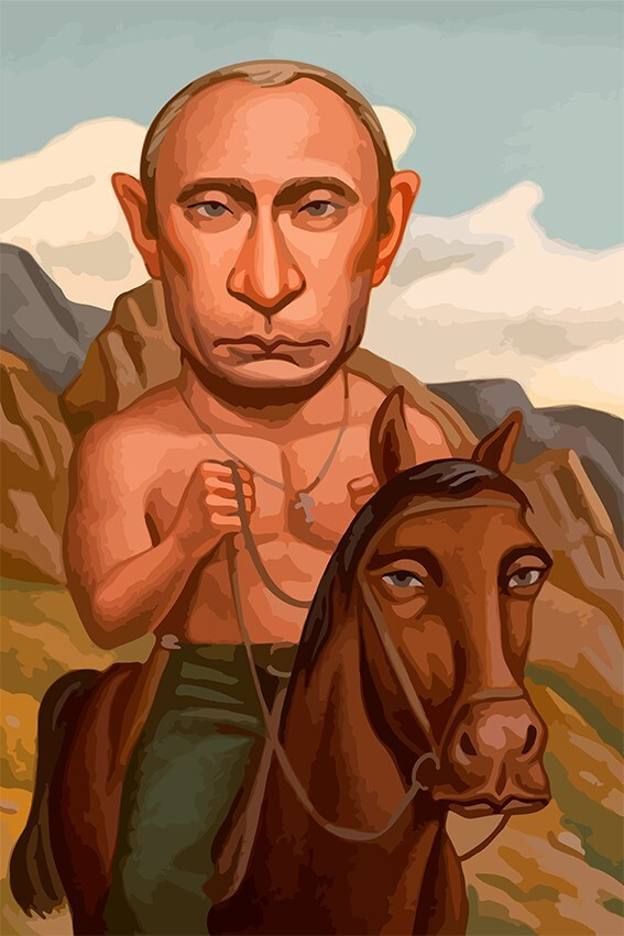 Картина по номерам на холсте Путин на коне (Президент, Шеф, Босс) - 7297 В 60x40  #1