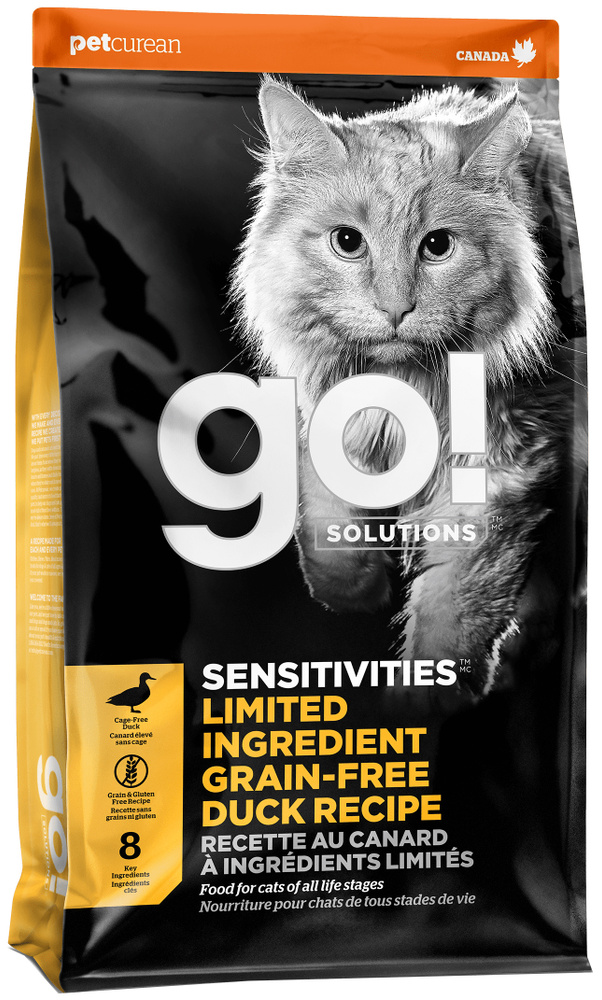 Корм Go! для кошек с чувствительным пищеварением, беззерновой, с уткой, 3.63 кг  #1