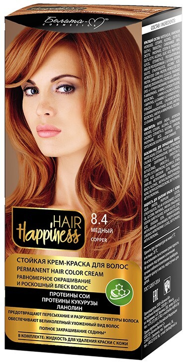 Белита-М Краска для волос Крем HAIR HAPPINESS Стойкая тон №8.4 Медный  #1