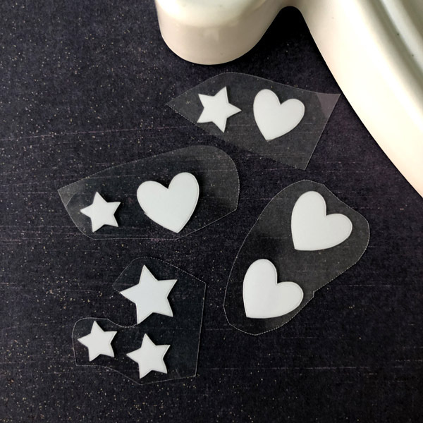 Рисунок из термотрансфера MIX Звездочки+сердечки, 15 штук, плёнка белая матовая, размер от 10 до 20 мм #1