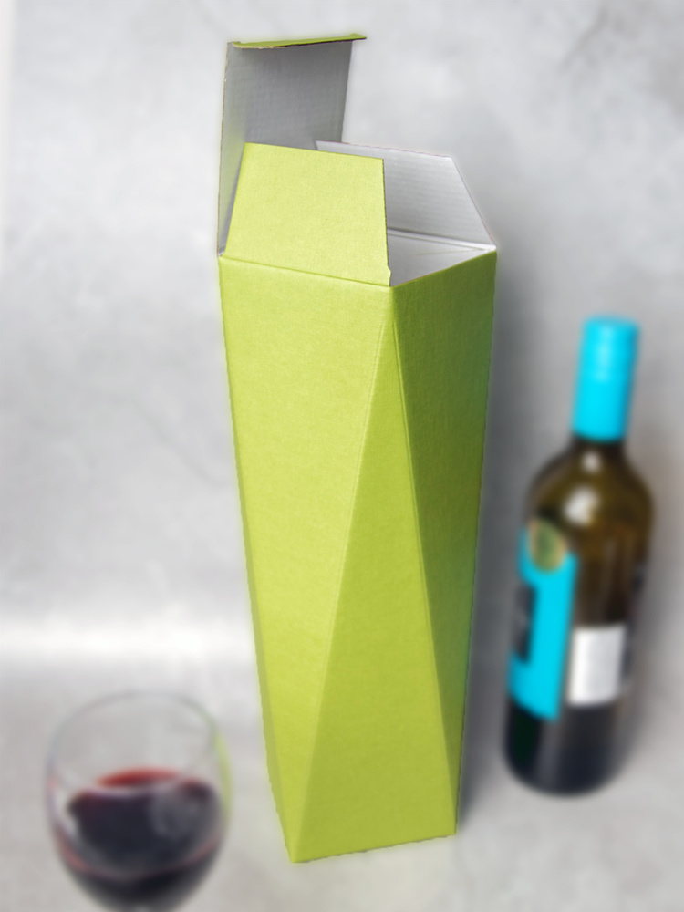 Подарочная коробка под бутылку 32,5х9,5х9,5 см., светло-зеленый. Коробка для вина. Коробка для шампанского. #1