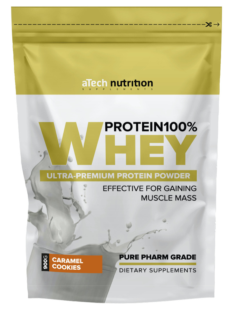 Сывороточный протеин Whey Protein 100 % для набора мышечной массы вкус печенье и карамель 900 гр  #1