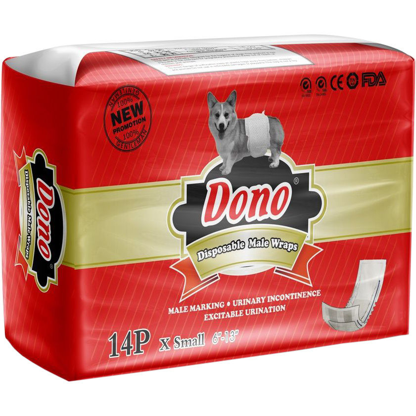 DONO пояс для кобелей MALE PET DIAPER XS, одноразовый, белый, талия 15-33см, 14 шт  #1