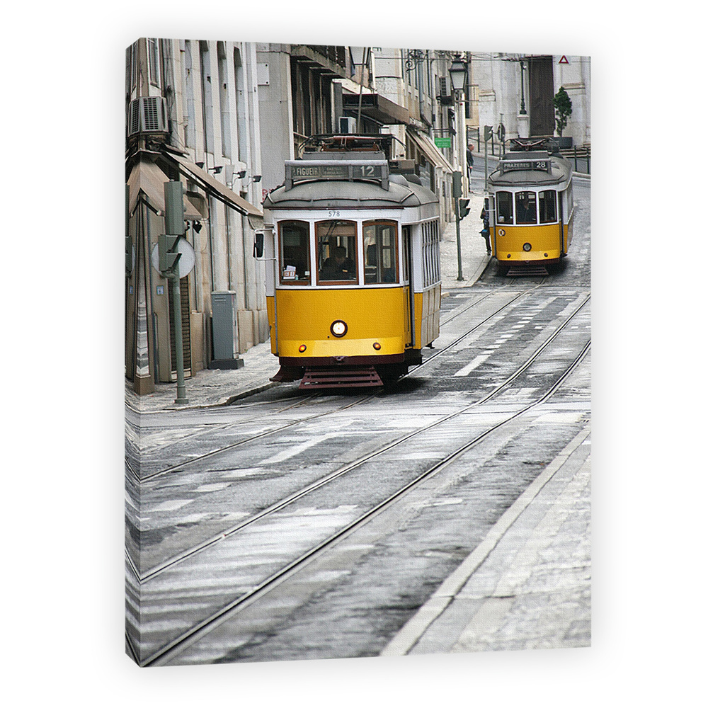 Картина на холсте с подрамником, 40х50 см, "Желтые трамваи", серия "Ретро", Woodartis  #1