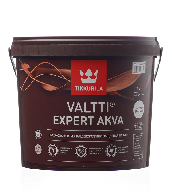 Антисептик Tikkurila Valtti Expert Akva декоративный для дерева бесцветный 2,7 л  #1