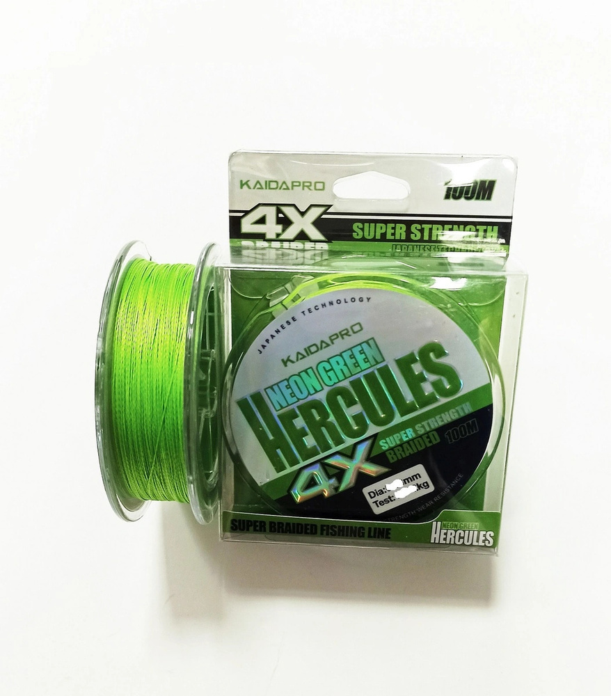 Плетенка KAIDA PRO HERCULES Neon Green 4X 100м 0.35мм #1