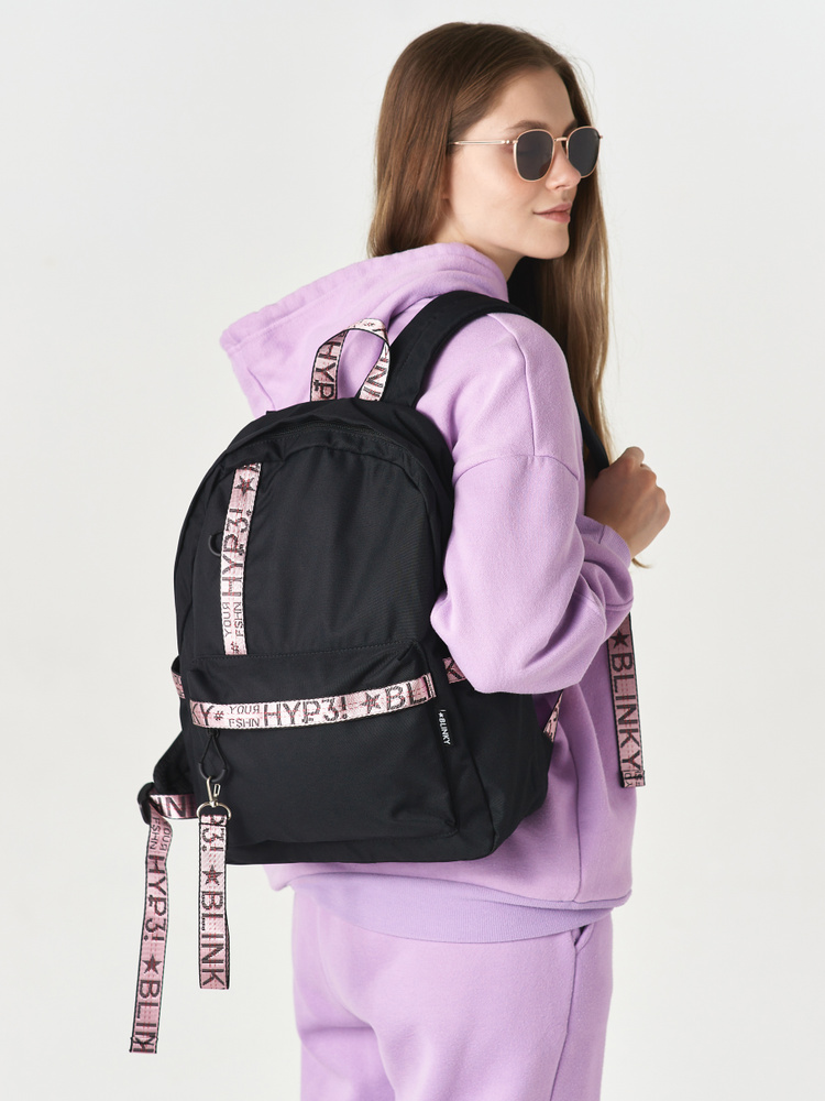 Рюкзак стильный городской молодежный модный крутой с лентами школьный девушки тренд  #1