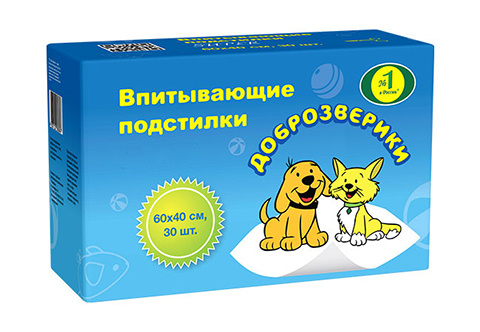 Пеленки ДОБРОЗВЕРИКИ пеленки впитывающие для животных, 40 х 60 см (30 шт)  #1