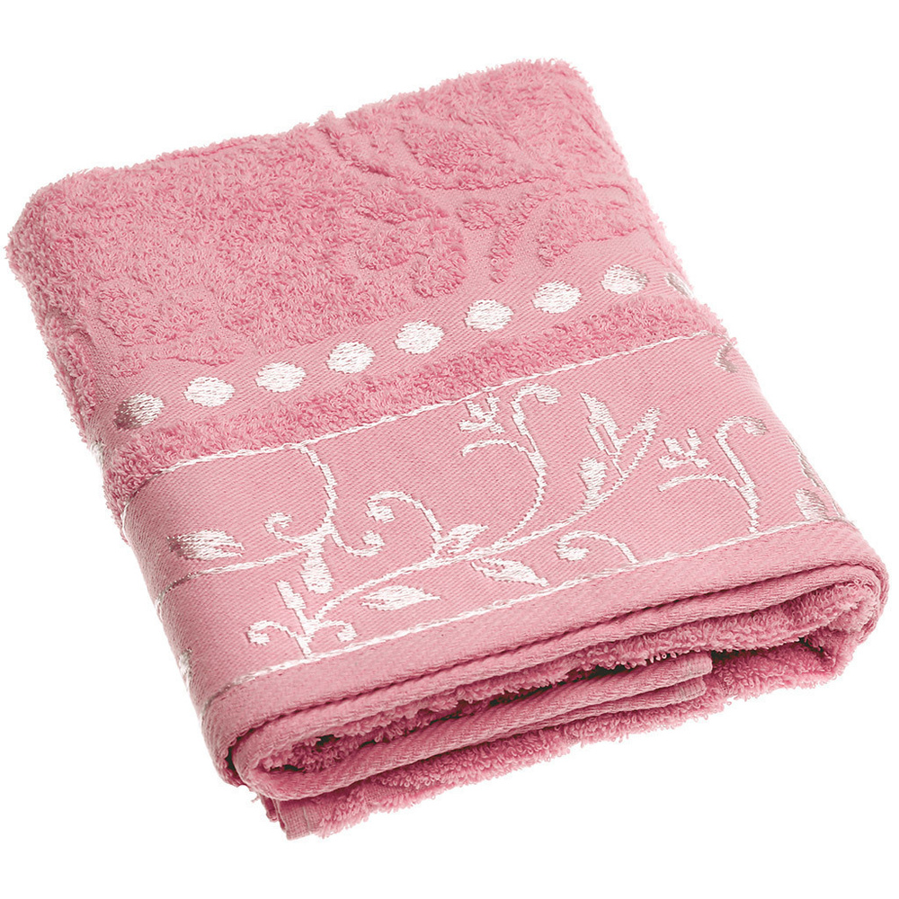 Домашняя мода Полотенце для лица, рук, Махровая ткань, 50x90 см, розовый, 1 шт.  #1