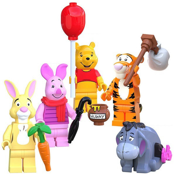 Набор минифигурок Винни Пух / Winnie Pooh совместимы с конструкторами лего 5шт (4.5см, пакет)  #1