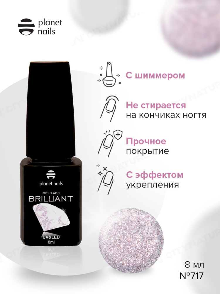 Planet Nails гель лак для ногтей светоотражающий прозрачный яркий с блестками - косметика женская и топ #1