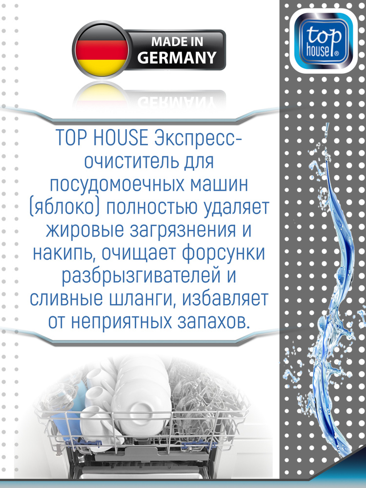 Экспресс-очиститель для посудомоечных машин Top House 250ml Яблоко 393699  #1