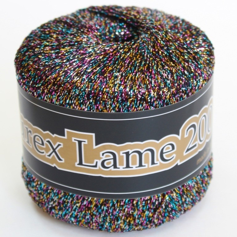 Пряжа Lurex Lame 200 (Люрекс Ламе 200) Seam 25 гр 200 м 5 мотков Цвет 957 мультиколор на черном  #1