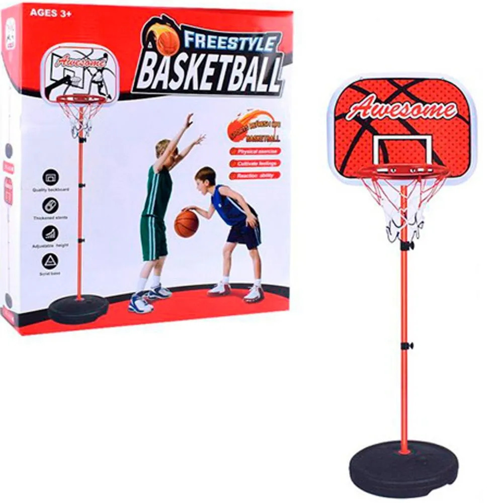 Баскетбольное кольцо со стойкой, мяч, насос, набор детский для игры в баскетбол напольный для дома и #1