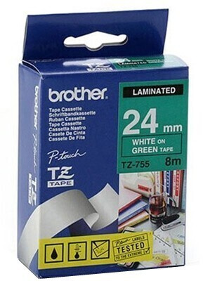 Brother TZe-755 ленточный картридж - белый на зеленом, 8 м для принтеров Brother  #1