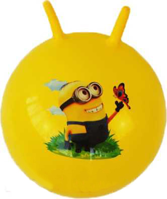 Мяч гимнастический детский с ручками, Мяч попрыгун с рожками 55 см Молния Маккуин, (желтый)  #1