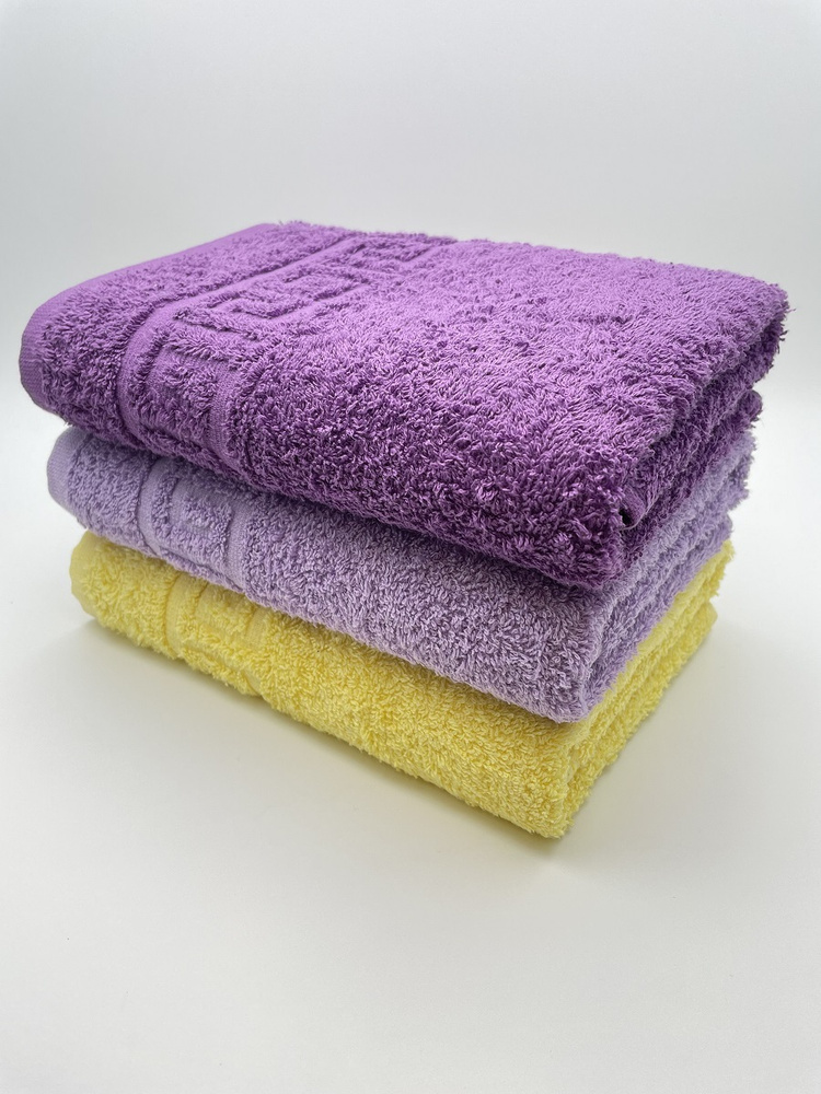 Набор полотенец для лица, рук или ног TM Textile, Хлопок, 50x90 см, желтый, сиреневый, 3 шт.  #1