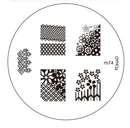 Konad, пластина (диск) для стемпинга M74 цветы сетка #1