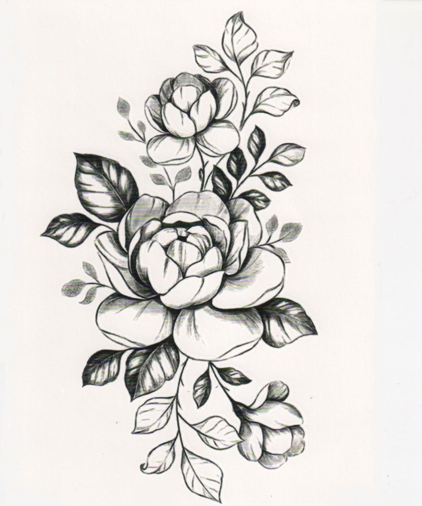 Временная тату роза, переводная, рукав, дракон, цветы, змея, переводка, фотосессии 21х15 см  #1