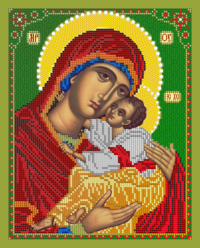 Набор для вышивания бисером Тайвань, икона Пресвятая Богородица Кикская Неонилла, 19*24 см, картины бисером, #1